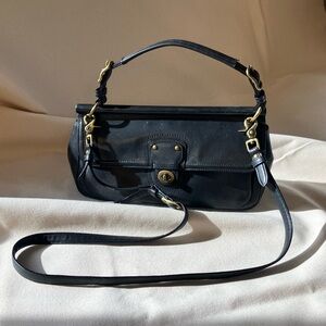 Vintage Coach City Willis Black Leather Crossbody Bag